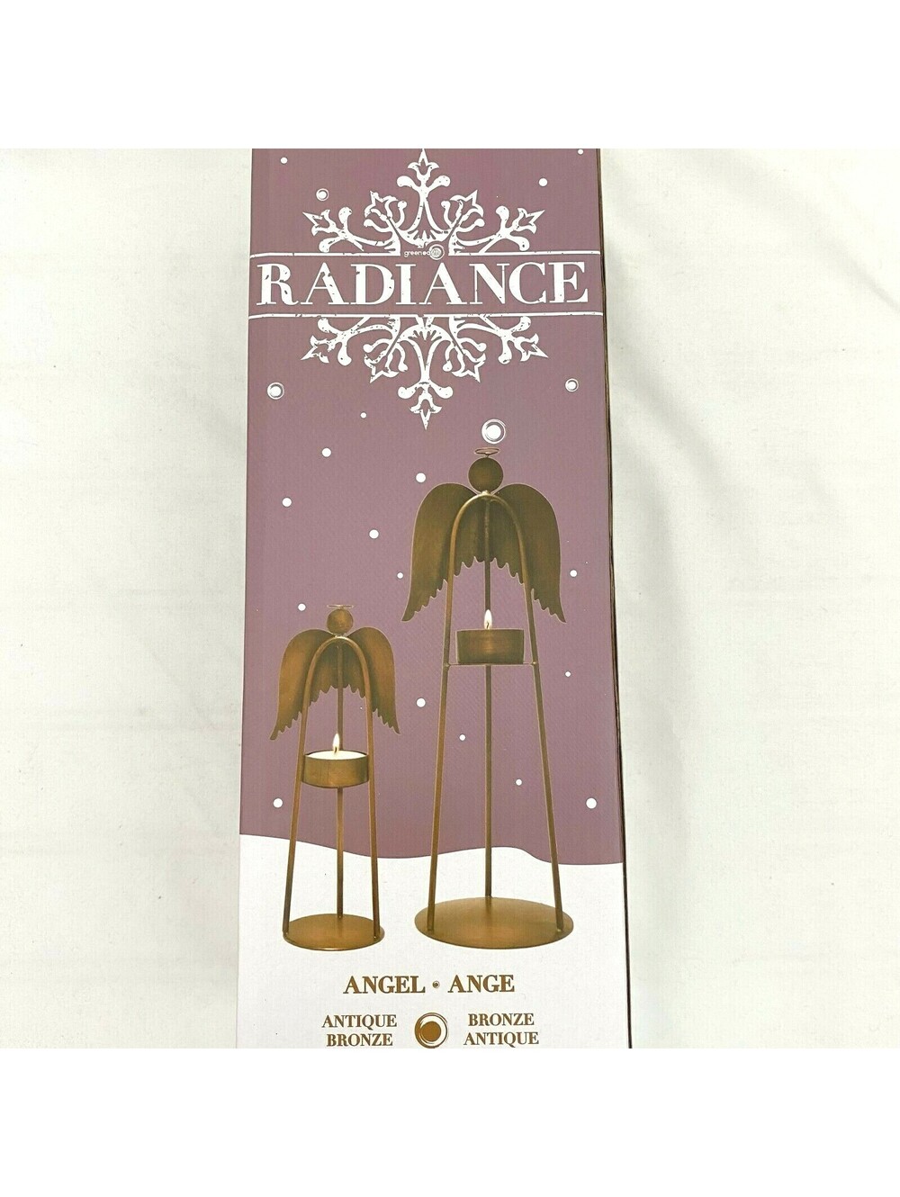 Angels Christmas Antique Bronze Metal Tealight Candle Holders 2 Pc Set 12" & 8"